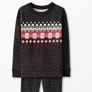 NWT Hanna Andersson Kids Holiday Long Johns Pajamas Black Fairisle 8